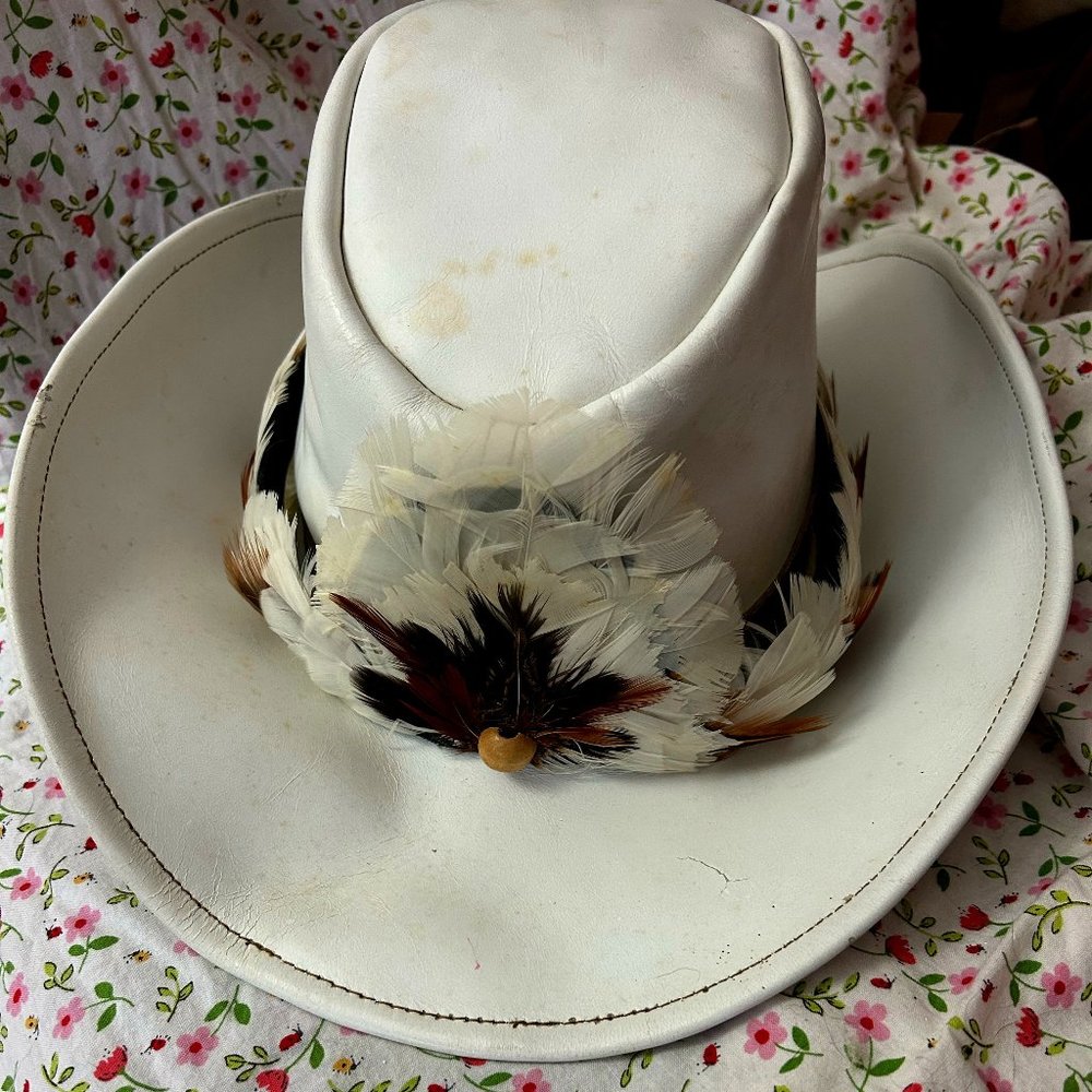 vintage white ladies cowboy hat